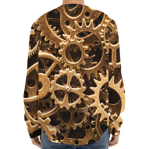 Steampunk Brass Cogs And Gears Print Long Sleeve Baseball Jersey