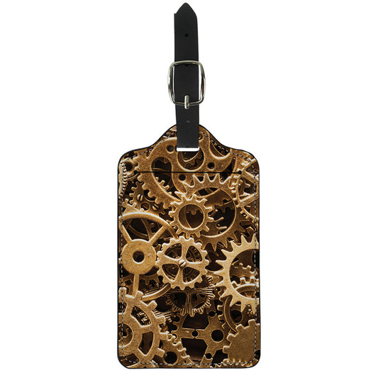 Steampunk Brass Cogs And Gears Print Luggage Tag