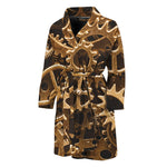 Steampunk Brass Cogs And Gears Print Men's Bathrobe