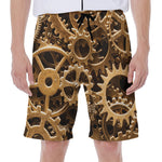 Steampunk Brass Cogs And Gears Print Men's Beach Shorts