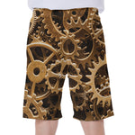 Steampunk Brass Cogs And Gears Print Men's Beach Shorts
