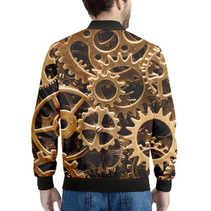 Steampunk Brass Cogs And Gears Print Men's Bomber Jacket