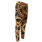 Steampunk Brass Cogs And Gears Print Men's Compression Pants