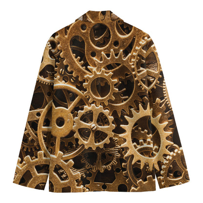 Steampunk Brass Cogs And Gears Print Men's Cotton Blazer