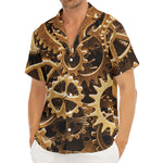 Steampunk Brass Cogs And Gears Print Men's Deep V-Neck Shirt