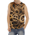 Steampunk Brass Cogs And Gears Print Men's Fitness Tank Top