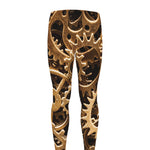 Steampunk Brass Cogs And Gears Print Men's leggings