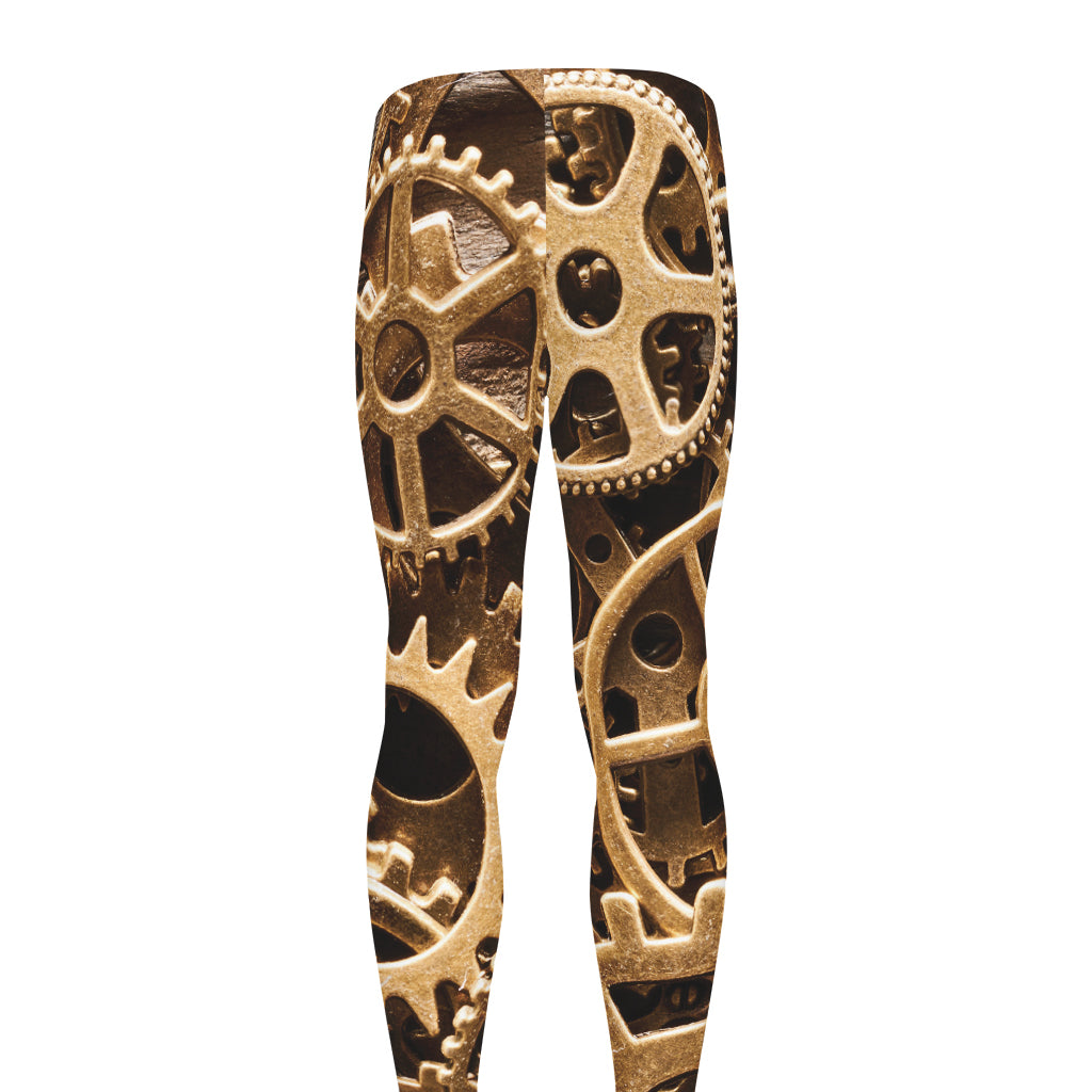 Steampunk Brass Cogs And Gears Print Men's leggings