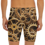 Steampunk Brass Cogs And Gears Print Men's Long Boxer Briefs