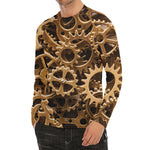 Steampunk Brass Cogs And Gears Print Men's Long Sleeve Rash Guard