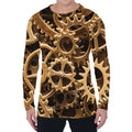 Steampunk Brass Cogs And Gears Print Men's Long Sleeve T-Shirt