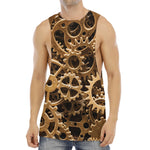 Steampunk Brass Cogs And Gears Print Men's Muscle Tank Top