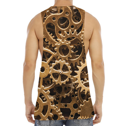Steampunk Brass Cogs And Gears Print Men's Muscle Tank Top