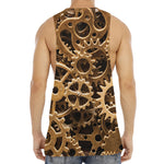 Steampunk Brass Cogs And Gears Print Men's Muscle Tank Top