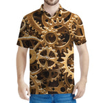 Steampunk Brass Cogs And Gears Print Men's Polo Shirt