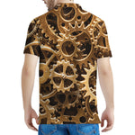 Steampunk Brass Cogs And Gears Print Men's Polo Shirt