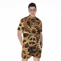 Steampunk Brass Cogs And Gears Print Men's Romper