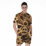 Steampunk Brass Cogs And Gears Print Men's Rompers