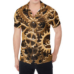 Steampunk Brass Cogs And Gears Print Men's Shirt