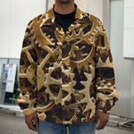 Steampunk Brass Cogs And Gears Print Men's Shirt Jacket