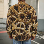 Steampunk Brass Cogs And Gears Print Men's Shirt Jacket