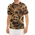 Steampunk Brass Cogs And Gears Print Men's Short Sleeve Rash Guard