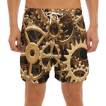 Steampunk Brass Cogs And Gears Print Men's Split Running Shorts