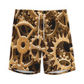 Steampunk Brass Cogs And Gears Print Men's Athletic Shorts
