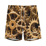 Steampunk Brass Cogs And Gears Print Men's Sports Shorts