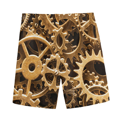 Steampunk Brass Cogs And Gears Print Men's Sports Shorts