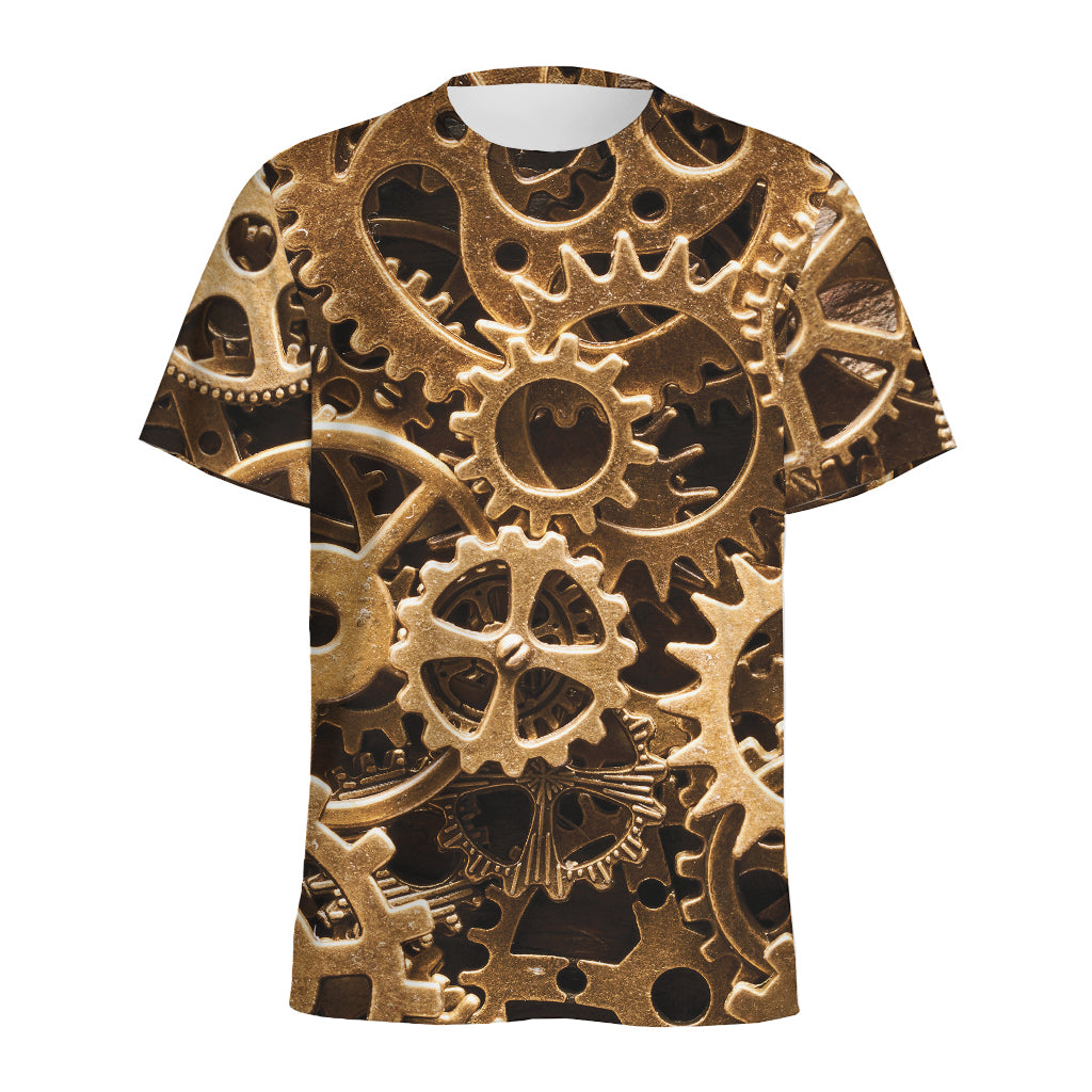 Steampunk Brass Cogs And Gears Print Men's Sports T-Shirt