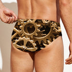 Steampunk Brass Cogs And Gears Print Men's Swim Briefs