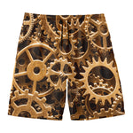 Steampunk Brass Cogs And Gears Print Men's Swim Trunks