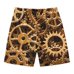 Steampunk Brass Cogs And Gears Print Men's Swim Trunks