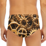 Steampunk Brass Cogs And Gears Print Men's Triangle Swim Briefs