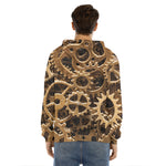 Steampunk Brass Cogs And Gears Print Men's Velvet Pullover Hoodie