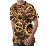 Steampunk Brass Cogs And Gears Print Men's Velvet T-Shirt