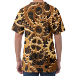 Steampunk Brass Cogs And Gears Print Men's Velvet T-Shirt
