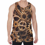 Steampunk Brass Cogs And Gears Print Men's Velvet Tank Top
