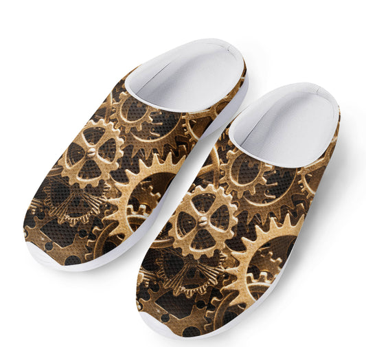Steampunk Brass Cogs And Gears Print Mesh Casual Shoes