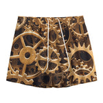 Steampunk Brass Cogs And Gears Print Mesh Shorts