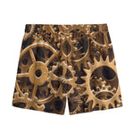 Steampunk Brass Cogs And Gears Print Mesh Shorts