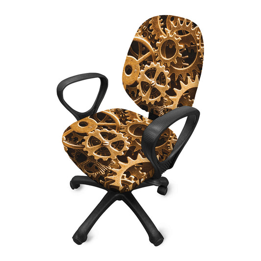 Steampunk Brass Cogs And Gears Print Office Chair Cover