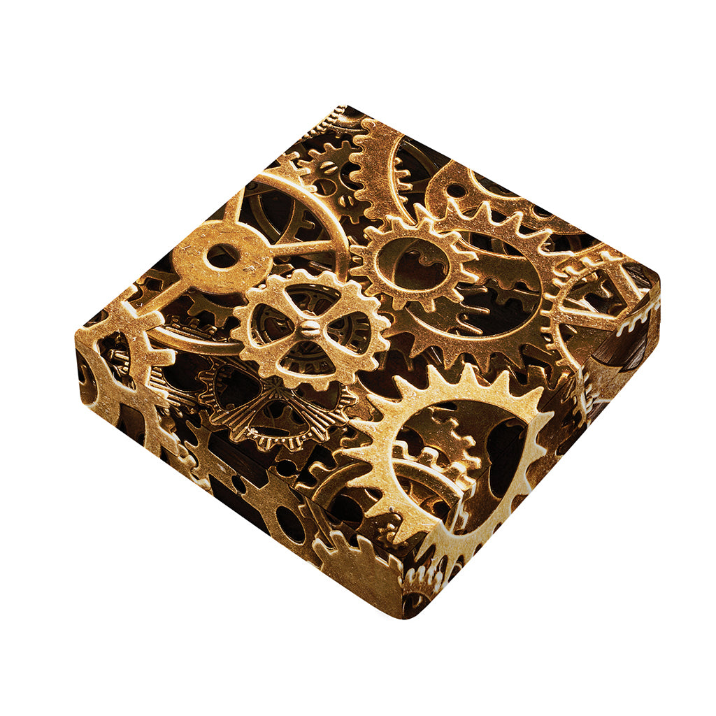 Steampunk Brass Cogs And Gears Print Outdoor Seat Cushion Cover