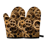 Steampunk Brass Cogs And Gears Print Oven Mitts