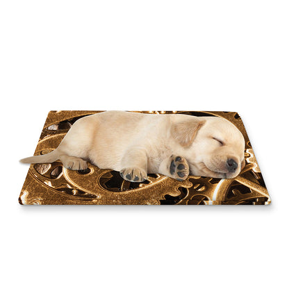 Steampunk Brass Cogs And Gears Print Pet Cooling Mat Cover