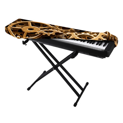 Steampunk Brass Cogs And Gears Print Piano Keyboard Cover