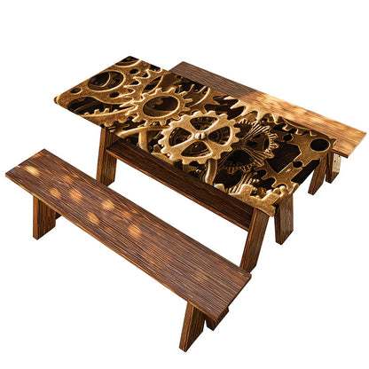 Steampunk Brass Cogs And Gears Print Picnic Table Cover