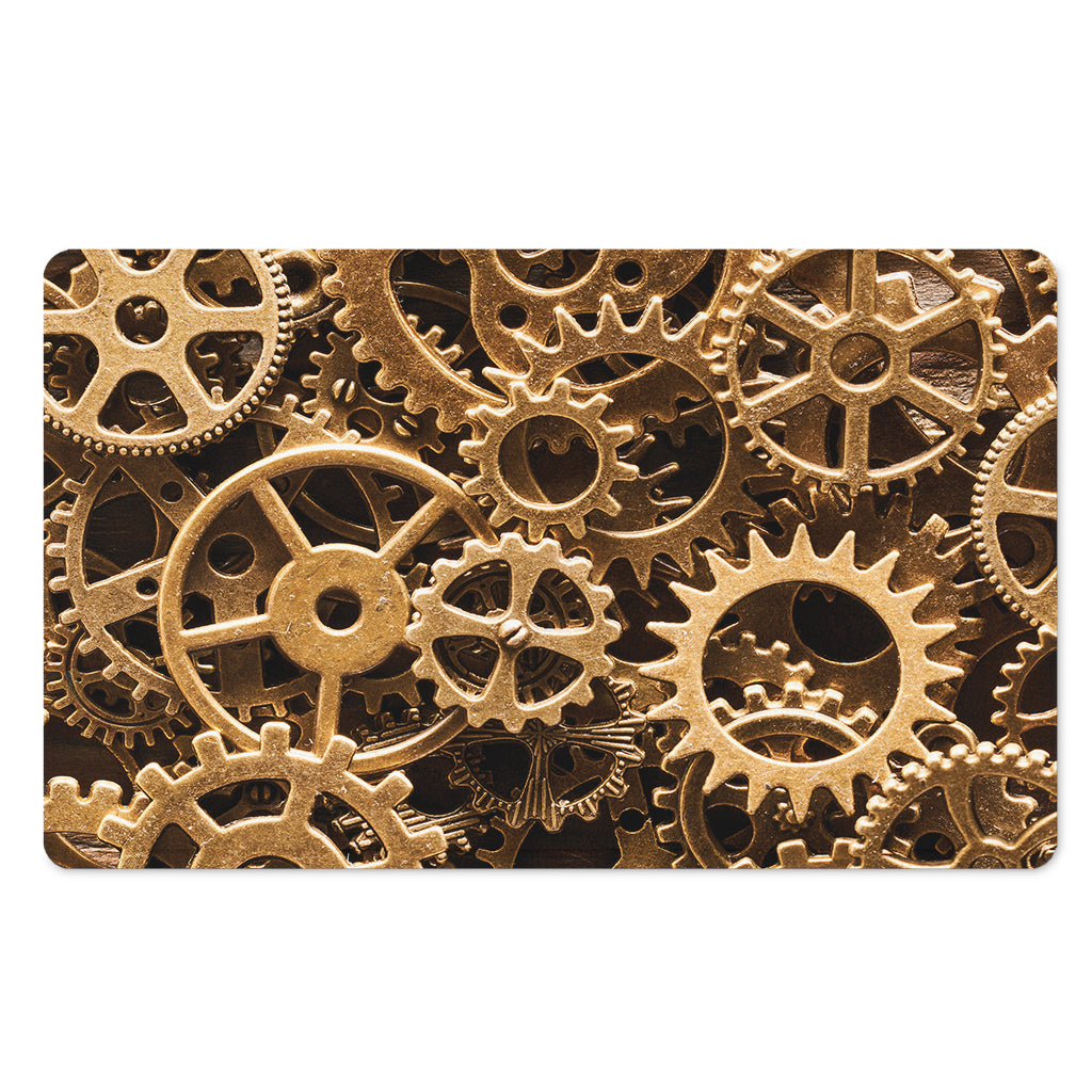 Steampunk Brass Cogs And Gears Print Polyester Doormat