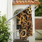 Steampunk Brass Cogs And Gears Print Polyester Flag